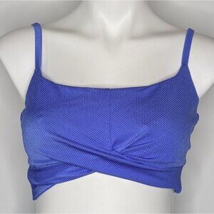 Aerie Blue Scoop Textured Bikini Top